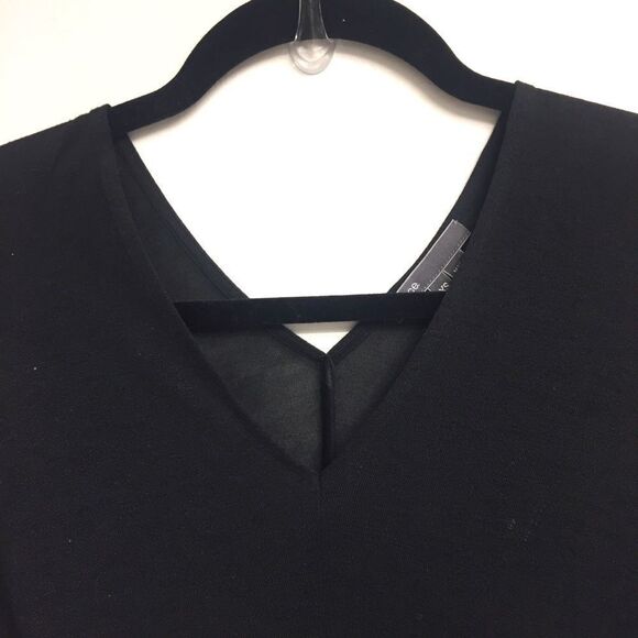 Vince Double V-Neck Long Sleeve Shirt Black XS - Picture 4 of 7
